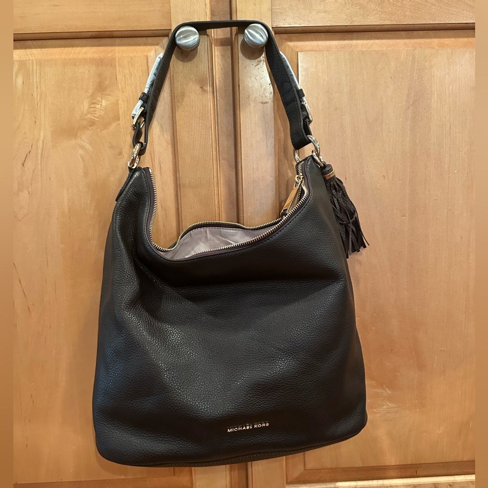 Brand New MICHAEL Kors LUPITA LG HOBO Leather Bag – Coffee – Style 30F6GL6H3L